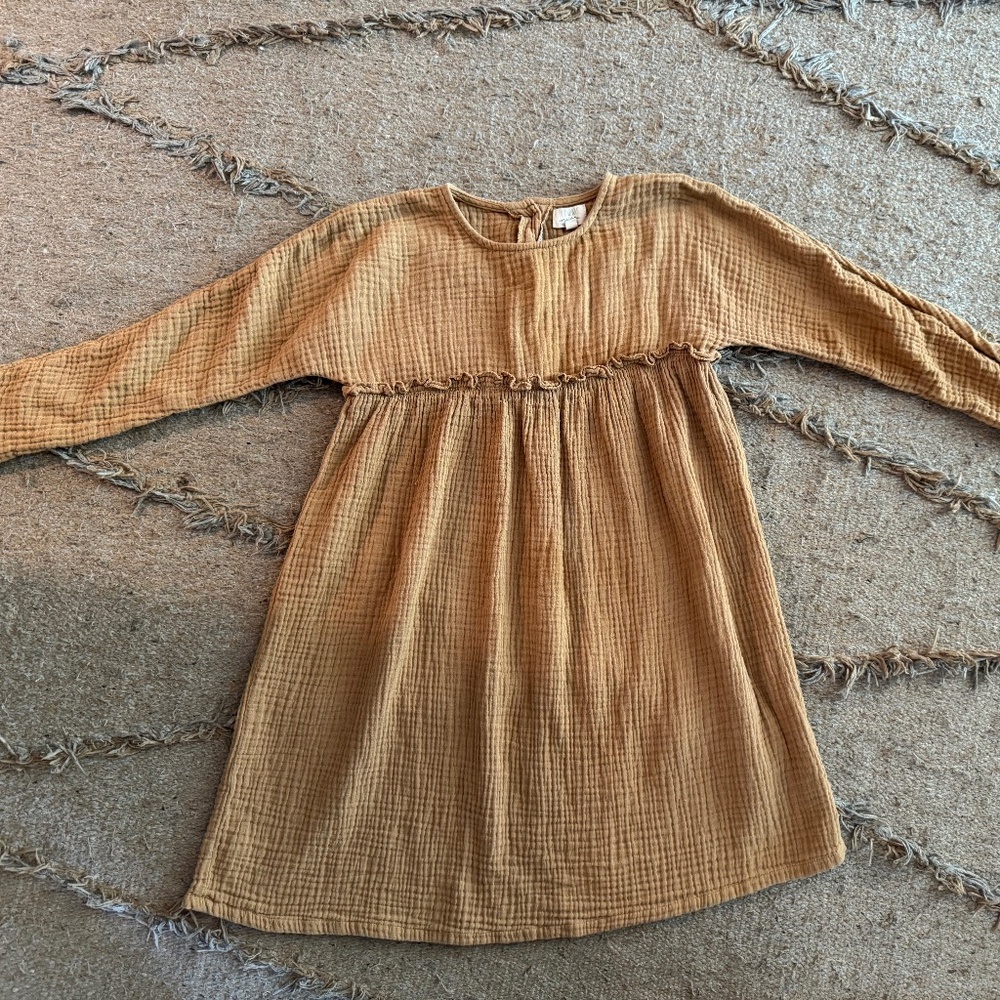 The Simple Folk Muslin Dress Camel - size 6-7